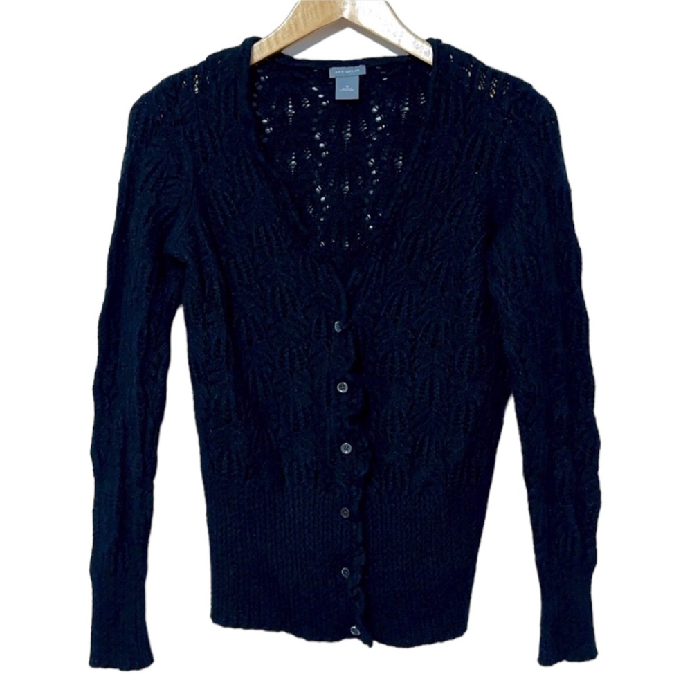 Ann Taylor Womens Merino Wool Angora Rabbit Hair Blend Cardigan Sweater